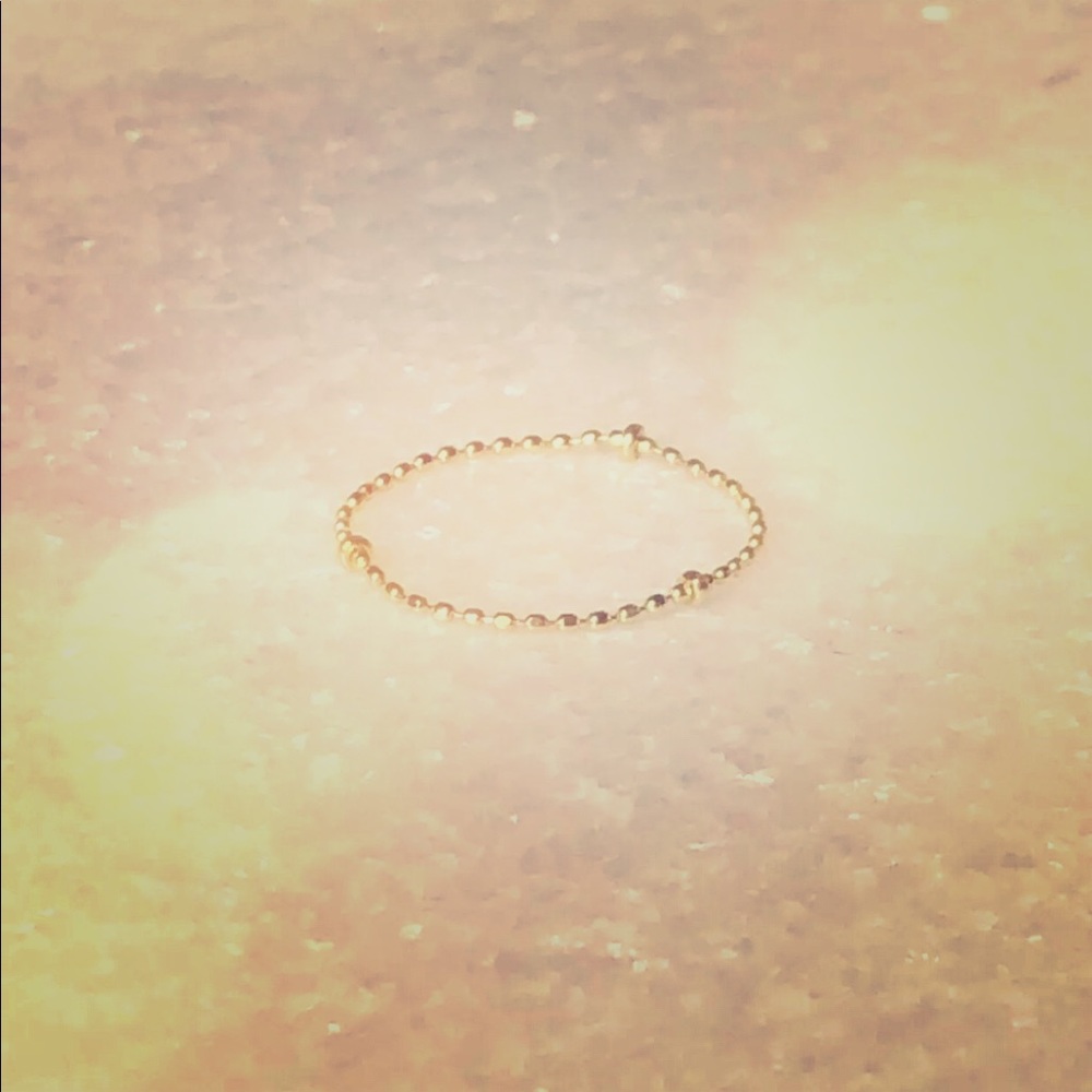 Catbird tiny faceted ball chain ring 14k gold yg